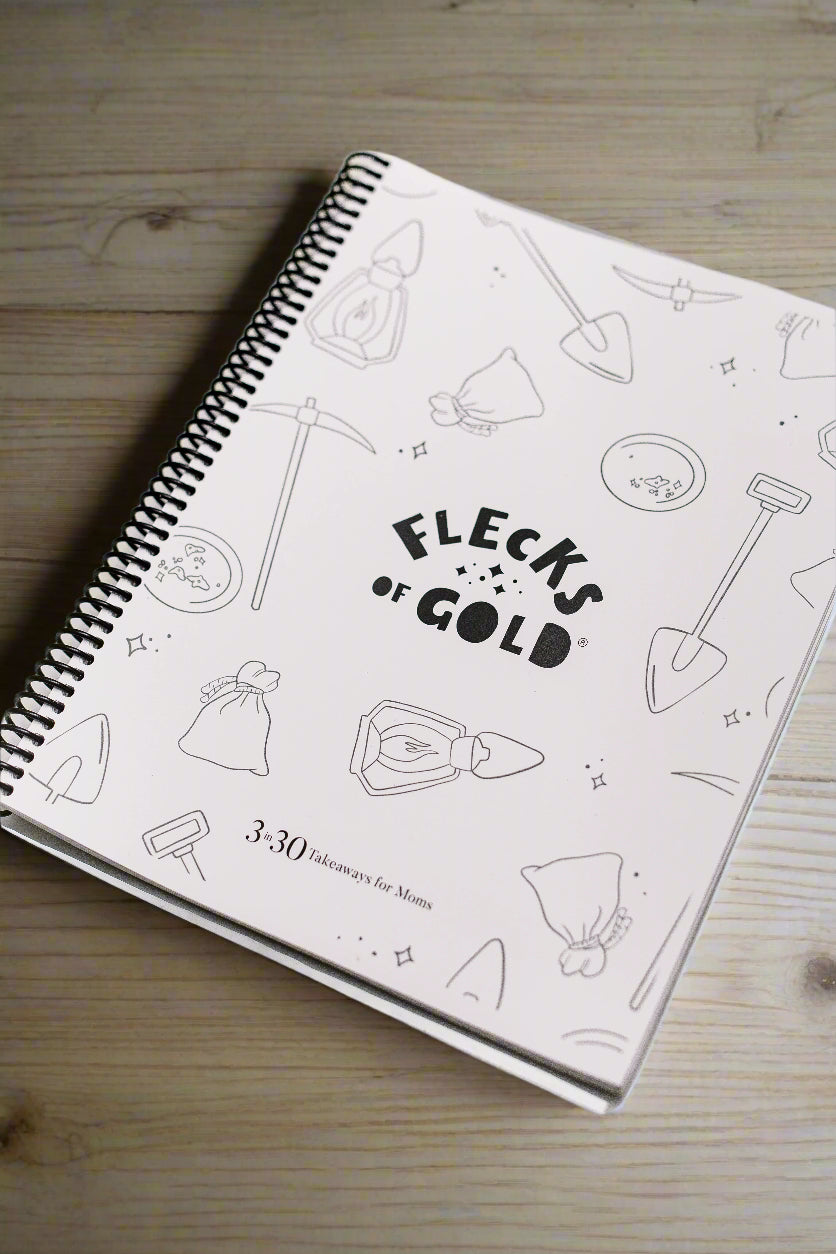 Flecks of Gold Journal for KIDS!  A printable to help teach your children to look for the good, the positive, the GOLD in their lives.  Full year printable with coloring pages included.  Created by Rachel Nielson- host of the 3 in 30 Takeaways for Moms Podcast.
