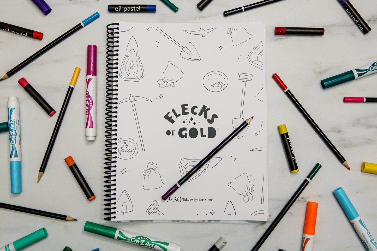 Flecks of Gold Journal for KIDS!  A printable to help teach your children to look for the good, the positive, the GOLD in their lives.  Full year printable with coloring pages included.  Created by Rachel Nielson- host of the 3 in 30 Takeaways for Moms Podcast.