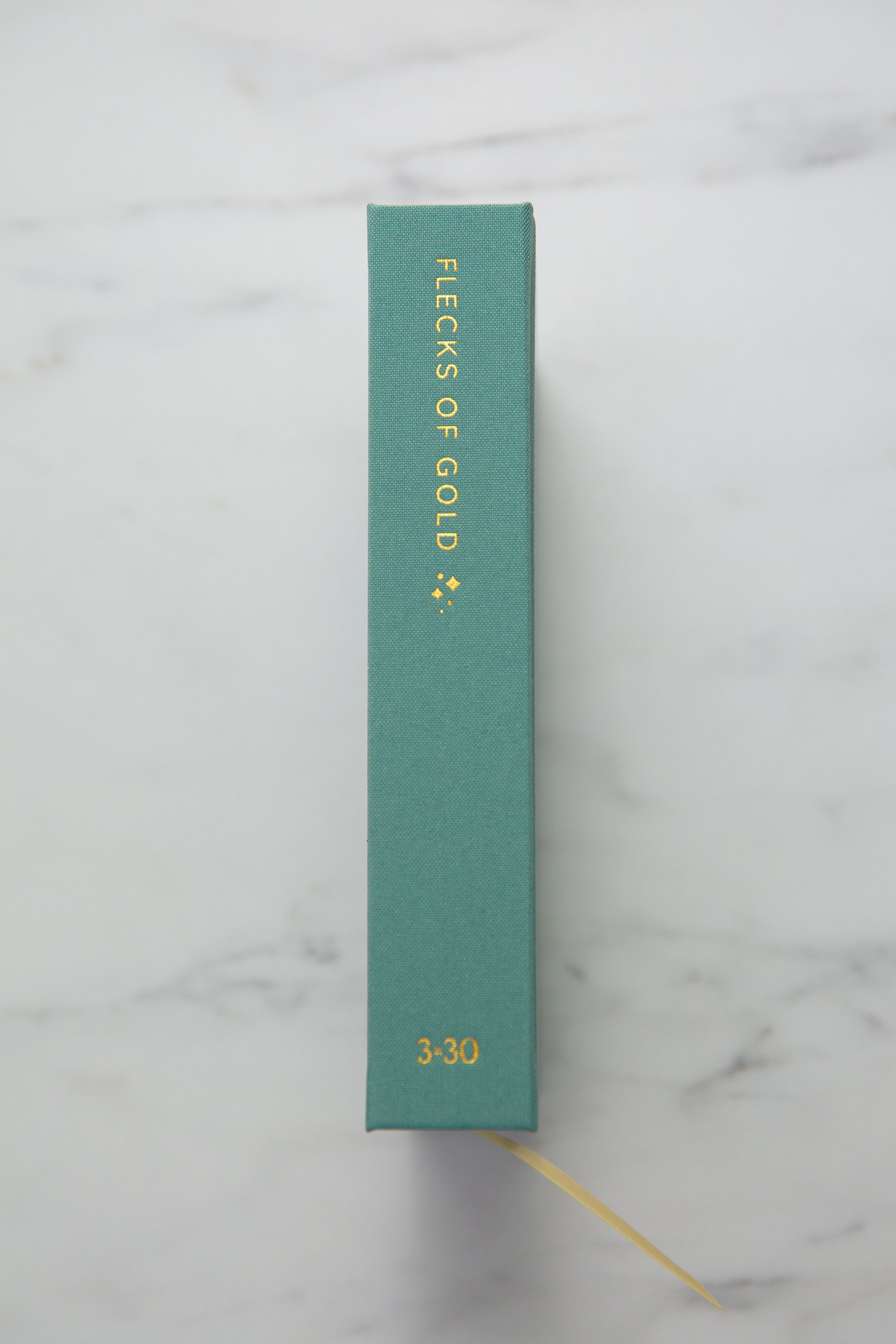 Teal Linen Flecks of Gold Journal with gold embossing. A Three-Year Journal For Mothers. Helping you find the joy in Motherhood. A journal for moms who want to see the good in every day. Helping overwhelmed, busy moms. Created by Rachel Nielson of 3 in 30 Podcast. Motherhood Journal.  Gratitude Journal.