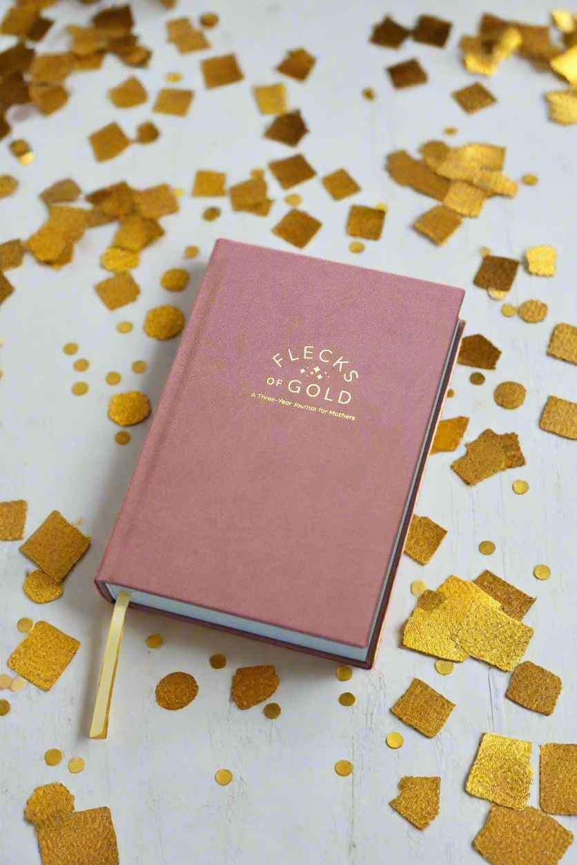 Perfect New Year's Resolution. Vegan Rose Flecks of Gold Journal with gold embossing. A Three-Year Journal For Mothers. Helping you find the joy in Motherhood. A journal for moms who want to see the good in every day. Helping overwhelmed, busy moms. Created by Rachel Nielson of 3 in 30 Podcast. Motherhood Journal. Gratitude Journal.