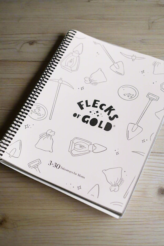 Flecks of Gold Journal for KIDS!  A printable to help teach your children to look for the good, the positive, the GOLD in their lives.  Full year printable with coloring pages included.  Created by Rachel Nielson- host of the 3 in 30 Takeaways for Moms Podcast.